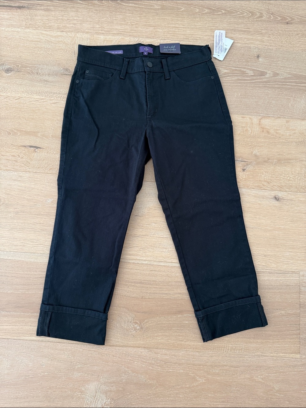 NYDJ Women's Black Cuffed Crop Pants
